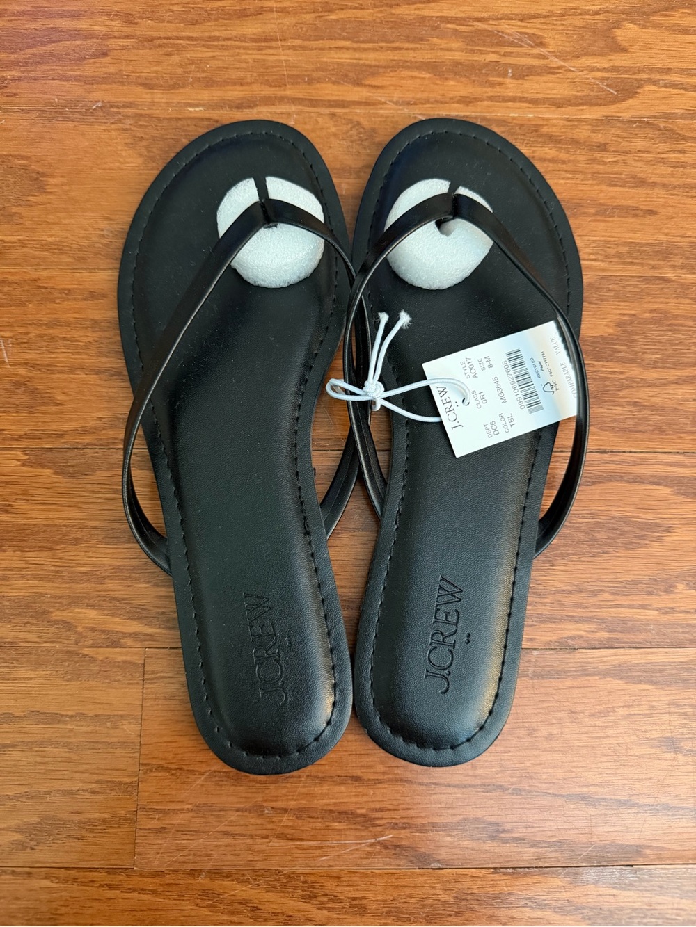 J. Crew Black Slim Strap Toe-Loop Sandals
